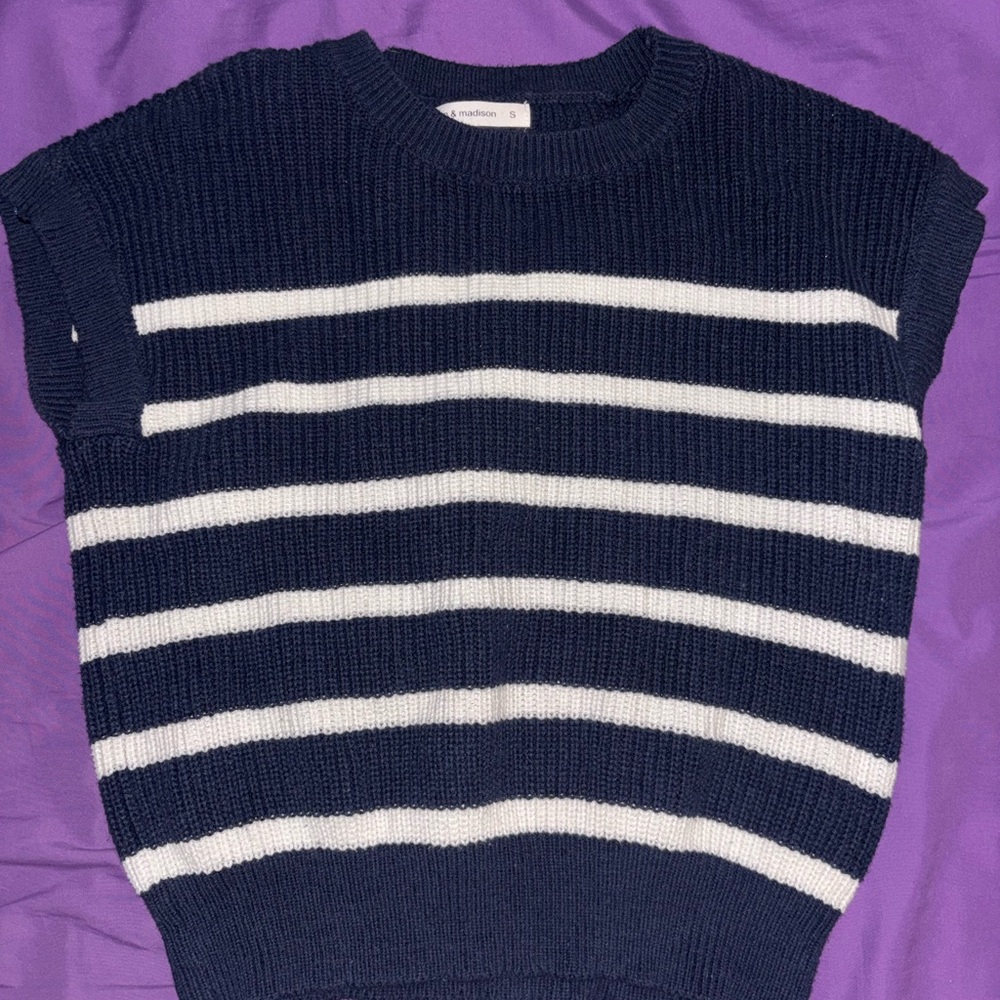 Madewell Navy and White Striped Sweater
